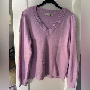 Loft Purple V-Neck Sweater Knit Casual